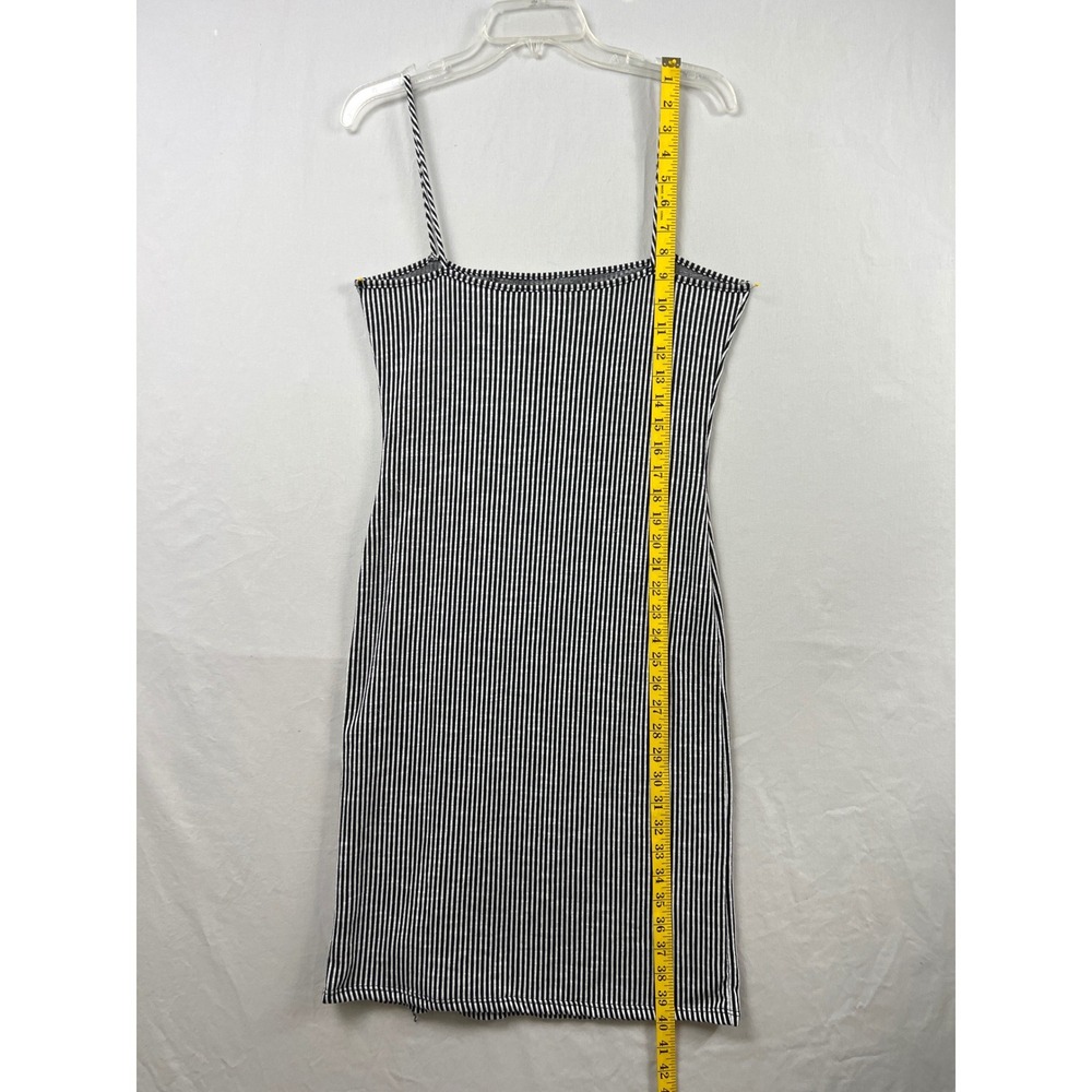 Caution to the Wind Dress Womens Large Black White Striped Ribbed Faux Button L - Picture 5 of 9